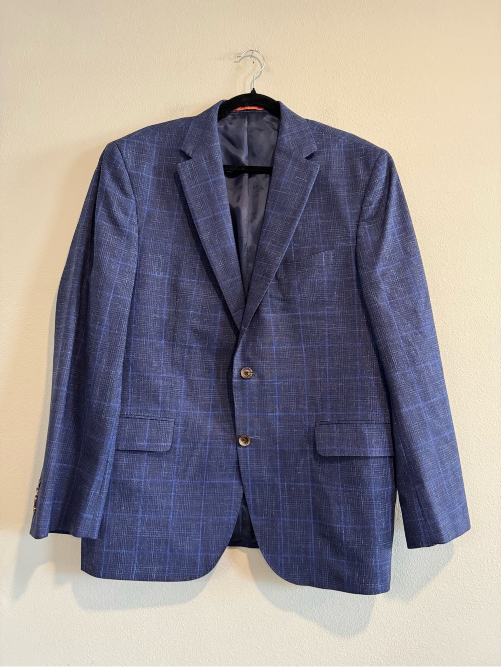 Cremieux Loro Piana Sports Coat 2 Button Windowpane Plaid Silk Wool Linen 44R